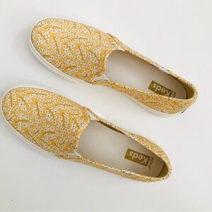Keds Double Decker Yellow Floral Casual Slip On Sneakers